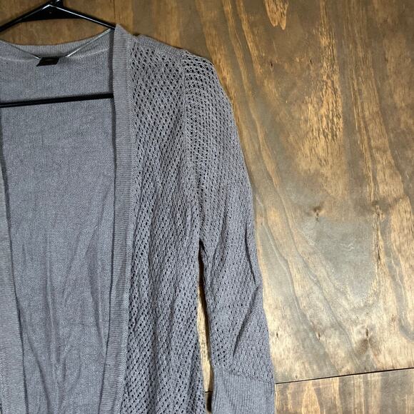Ann Taylor Womens Sweater Gray Cardigan Petite Open Front Linen Blend LP - Picture 5 of 12